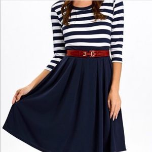 Striped A-line Dress
